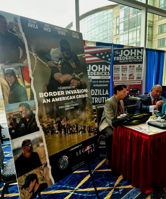Stan Fitzgerald’s Border Invasion an American Crisis documentary Promo is featured in the CPAC lobby.