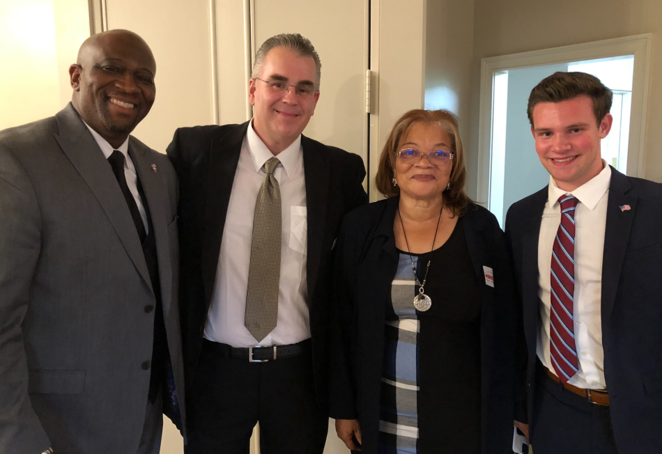 Stan Fitzgerald with Dr. Alveda King, YG Nyghtstorm and Cooper Guyon in Kennesaw, Georgia, on September 12, 2021.